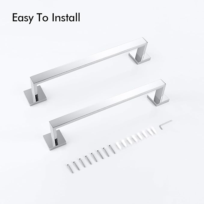 BANOLUX Towel Rack, 12-Inch Single Towel Bars for Bathroom, Towel Racks for Bathroom Wall Mounted SUS304 Stainless Steel Hand Towel Holder Heavy Duty, Chrome Towel Bar 2 Pack, A7-TB-PC-12IN-2PACK