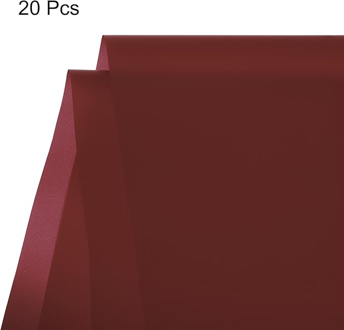 MECCANIXITY Flower Wrapping Fog Paper 22.8x22.8 Inch Waterproof Matte Floral Wrapping Paper for DIY Crafts, Gift/Gift Box Packaging Wine Red 20 Pcs