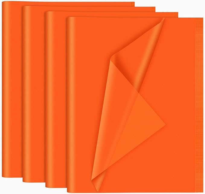 NEBURORA 120 Sheets Orange Tissue Paper - 14 x 20 Inches, Wrapping Tissue Paper Bulk - Orange Wrap Paper Sheets for Gift Bags, Packaging, Floral Filler, Crafts, Birthday, Halloween Decor