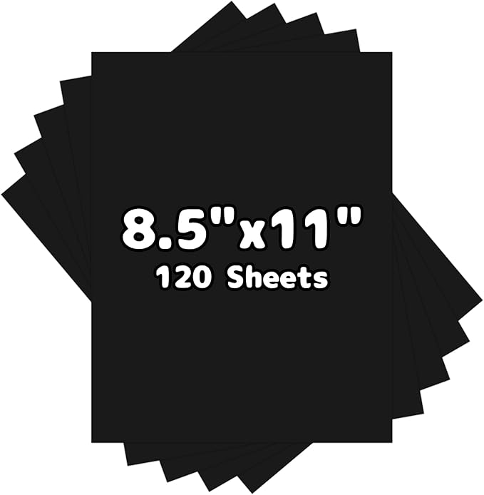 120 Sheets Cardstock 8.5x11, 65lb Black Card Stock, Black Construction Paper, 180gsm Thick Printer Paper for Printing, Painting, Card Making, Kids School Supplies,Party Decorations