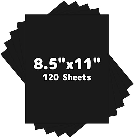 120 Sheets Cardstock 8.5x11, 65lb Black Card Stock, Black Construction Paper, 180gsm Thick Printer Paper for Printing, Painting, Card Making, Kids School Supplies,Party Decorations