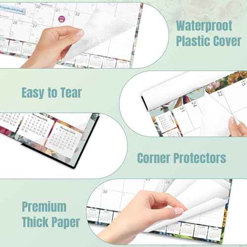 Gannyfer Desk Calendar 2026, Large Desk Calendar 2025-2026 22"x17", 18 Months 2026 Calendar with Plastic Cover, Calendar 2026 for Planning and Organization at Home, School, or Office-State Floral (6 Stickers)