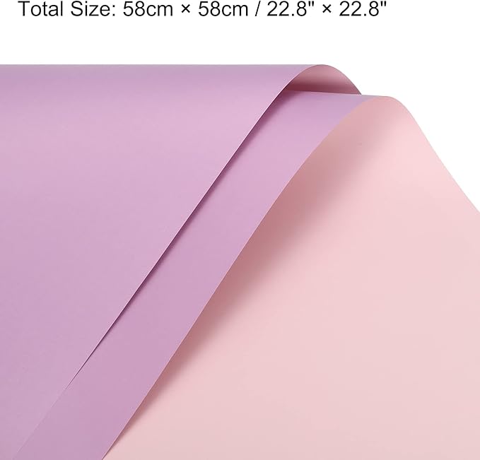 MECCANIXITY 10 Pcs Double Sided Color Flower Wrapping Paper Purple 22.8"x22.8" Waterproof for Florist Bouquet Supplies, DIY Crafts, Gift Box Packaging