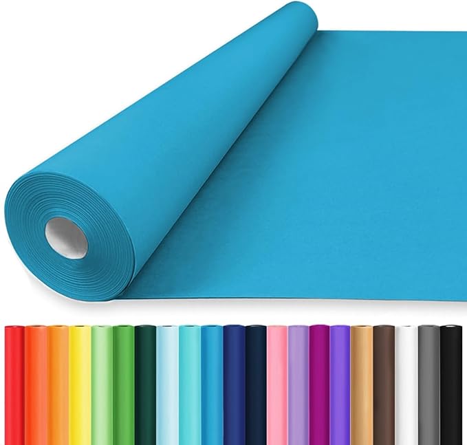 Vanhench 36"x1500" (125') Lake Blue Wrapping Paper, Art Kraft Craft Paper for Birthday Gift Wrapping, Bouquet Flower Crafts, Poster Bulletin Board Construction, Moving Shipping Packing Supplies