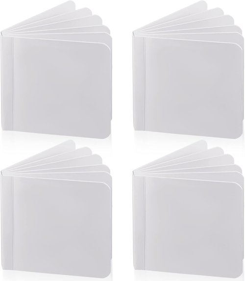 Gueevin 4 Pcs Hardcover Blank Board Books - Chunky Thick Pages for Kids & Adults | 5 x 5 Inch