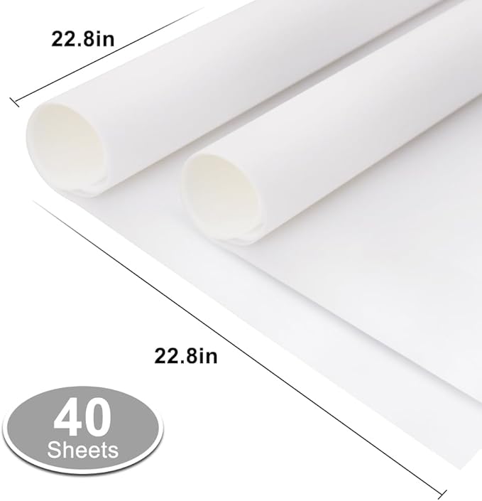 BEISHIDA 40 PCS White Floral Wrapping Paper-Matte Waterproof Flower Wrapping Paper Bouquet for Florist Supplies, DIY Crafts, Gift Packaging, Wedding, Birthday Gift