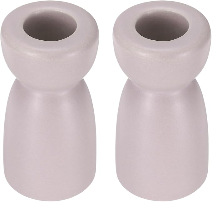 uxcell 2 Pack Candlestick Holder Light Purple Ceramic Taper Candle Holder Candle Stand Holders Modern Style Decoration for Centerpiece Tabletops Anniversary