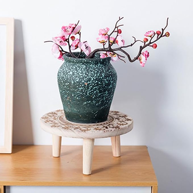 Wooden Mid Modern Plant Stand Potted Plants Riser Shelf for Balcony and Home Decor Decorative Holder for Indoor and Outdoor Use