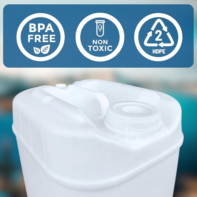 5-Gallon Stackable Water Storage Containers, Water Treatment,5 Gallons w/ 12Lids + 4 Spigot, Easy Fill, Survial Supply Emergency Water Storage for Disaster Preparedness, 40 Gallon (8 Tanks)