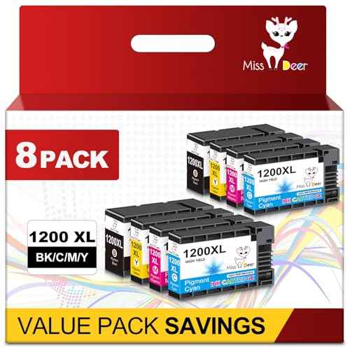 Miss Deer Maxify 1200XL Ink Cartridges Compatible for Canon PGI-1200XL 1200XL Work for Canon MAXIFY MB2720 MB2050 MB2350 MB2320 MB2020 MB2120, 2 Sets(2BK,2C,2M,2Y)