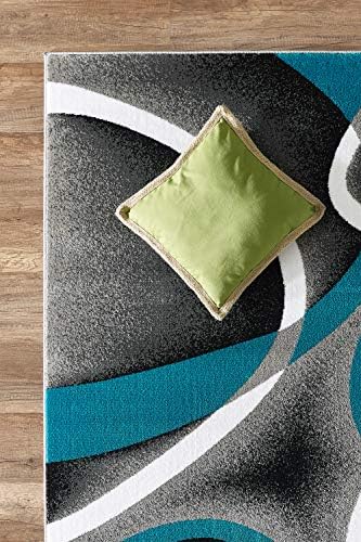 GLORY RUGS Modern Area Rug 5x7 Turquoise Swirls Carpet Bedroom Living Room Contemporary Dining Accent