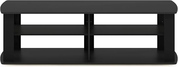 Furinno NELLY TV Stand, 3-Tier Entertainment Center with Open Shelves Storage, TV Console for TV up to 50 Inch, Soft Edges, for Living Room, Bedroom, Black
