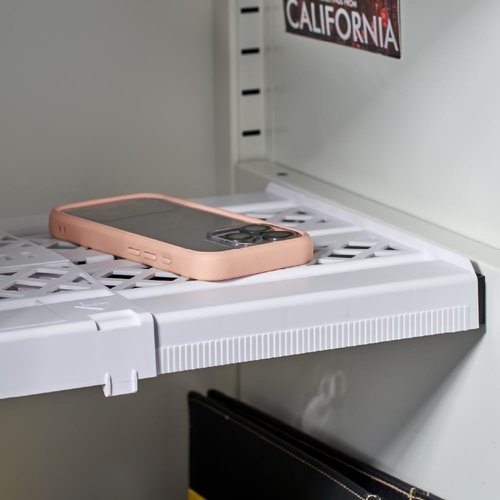 LockerMate Adjust-A-Shelf - Versatile Locker Shelf for School, Office, Gym | Easy to Use, White