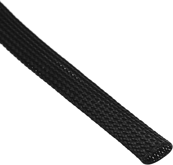 uxcell PET Expandable Sleeving 25ft 1/2" Black Cable Management Sleeve Cord Organizer for Wrap Protect Cable