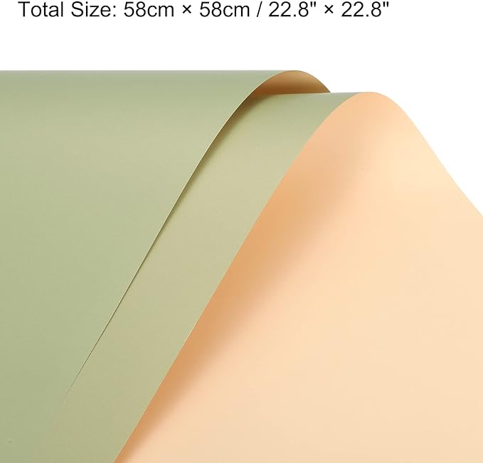 MECCANIXITY 20 Pcs Double Sided Color Flower Wrapping Paper Yellow-Green+Champagne 22.8"x22.8" Waterproof for Florist Bouquet Supplies, DIY Crafts, Gift Box Packaging