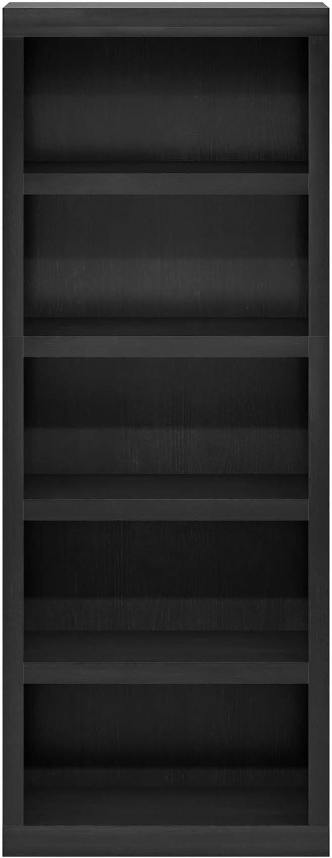 Furinno Rail Book Shelf, 5-Tier Bookshelf, Bookcase with Open Shelf, 10.1 x 24.6 x 63.5, for Living Room, Bedroom, Home Office, Blackwood
