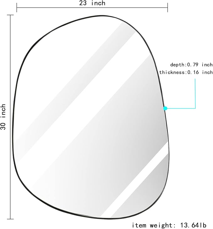 ELEHUME Asymmetrical Wall Mirror for Decor 23"*30", Modern Black Framed Wall Mirror for Living Room Bathroom Bedroom Entryway ELE-STOU-0064B