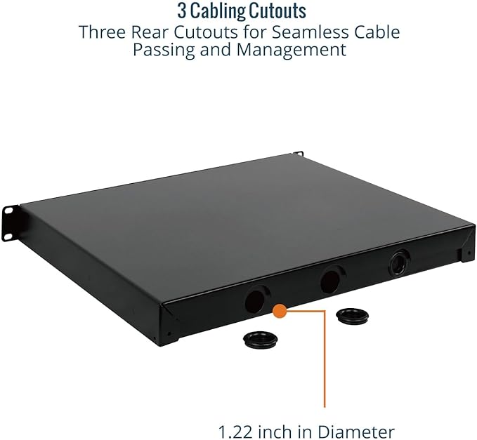 Tecmojo 1U Rack Drawer,Rack Mount Drawer for 19in Network Equipment/Server/AV Rack or Cabinet Enclosure,Sliding and Lockable Server Rack Drawer - Load-Bearing 22lb (10kg),with Cable Management Holes