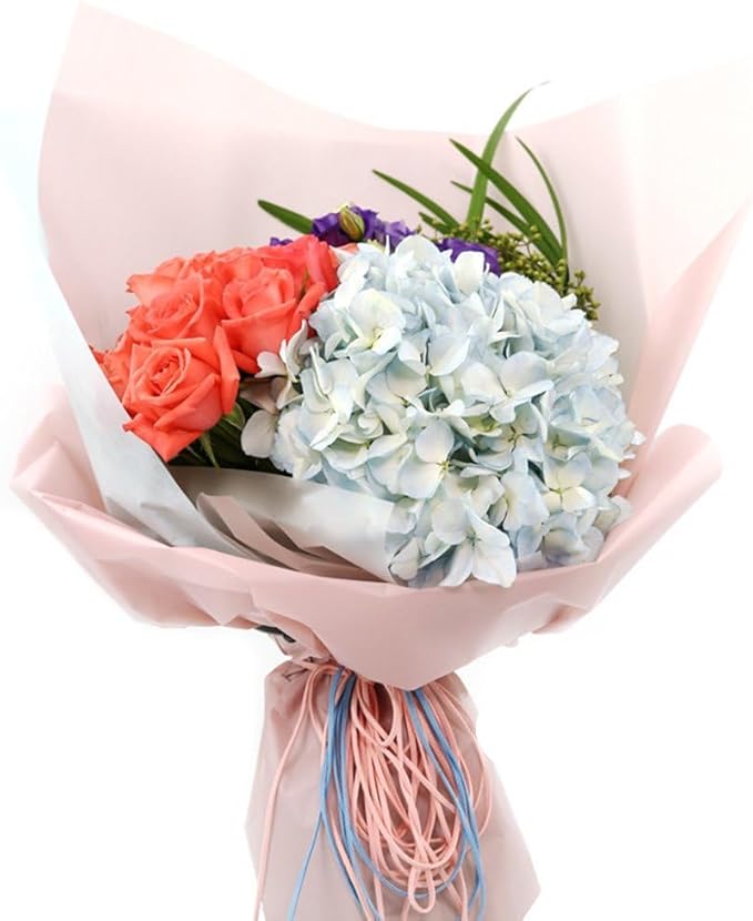 BBJ WRAPS Korean Style Flower Wrapping Paper Floral Bouquet Gift Packaging Supplies Multi Colors 20 Counts (D Blue)