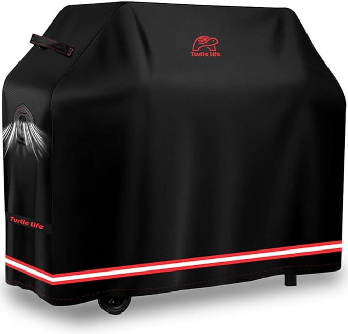 Turtle Life BBQ Grill Cover, 52 Inch Heavy Duty Waterproof 3 Burner Barbecue Gas Grill Covers for Weber Spirit Char-Broil Performance and Signature, Black