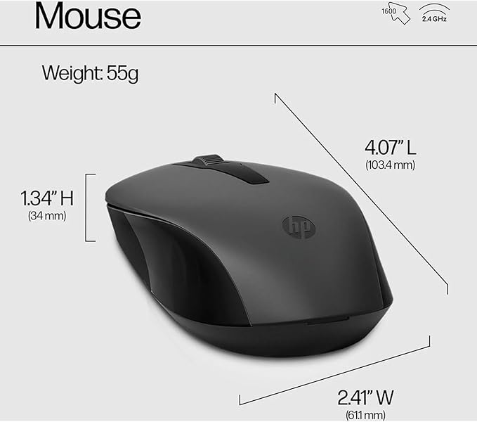 HP 330 Wireless Keyboard and Mouse Combo - 2.4 Ghz Wireless USB Receiver - Chiclet Keys, 12 Keyboard Shortcuts - 1600 DPI Multi-Surface Mouse - LED Num Lock, Caps Lock, Scroll Lock (2V9E6AA)