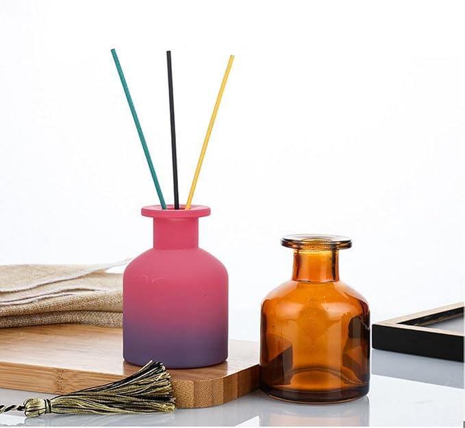 1PCS 130ml/4.3oz Empty Refillable Glass Diffuser Bottle Diffuser Jars Aromatherapy Storage Container Fragrance Accessories Use for DIY Replacement Diffuser Sticks Crafts Decor (Amber Red)