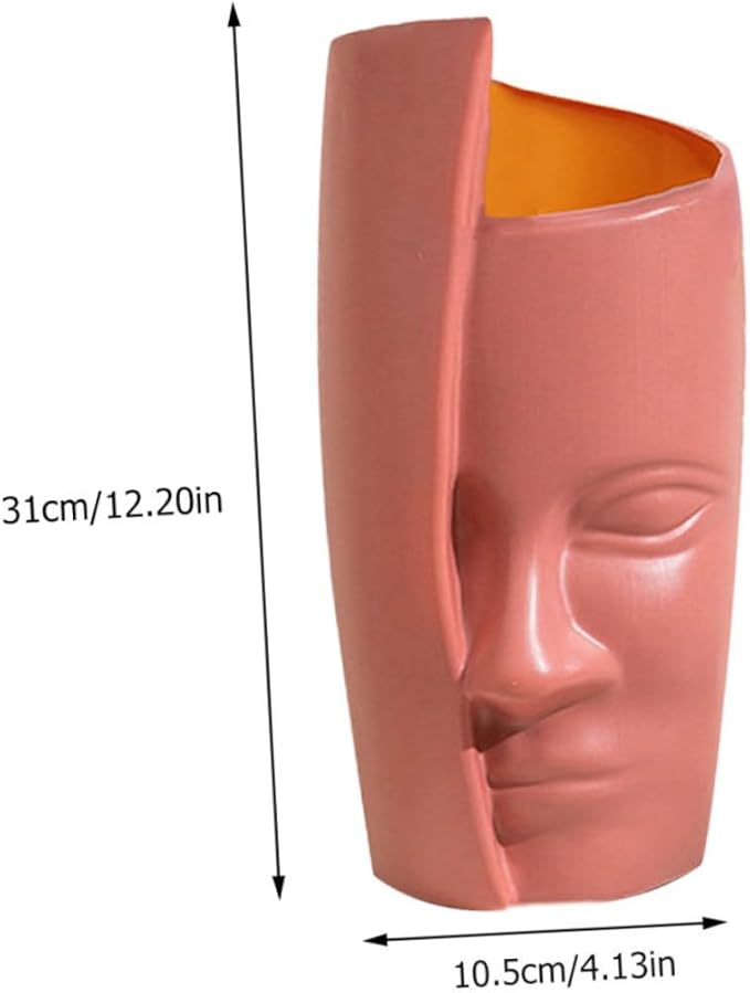 Abstract Face Plastic Vase Lightweight Decorative Flower Pot for Home and Office Modern Artistic Dry Flower Container Stylish Household Ornament