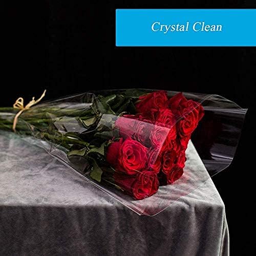 Tickjoy 100 ft Clear Cellophane Wrap Roll (31.5 in x 100 ft) - 3 Mil Thick large wrapping paper for Flower Baskets Gift Wrap (31.5" fold into 16")