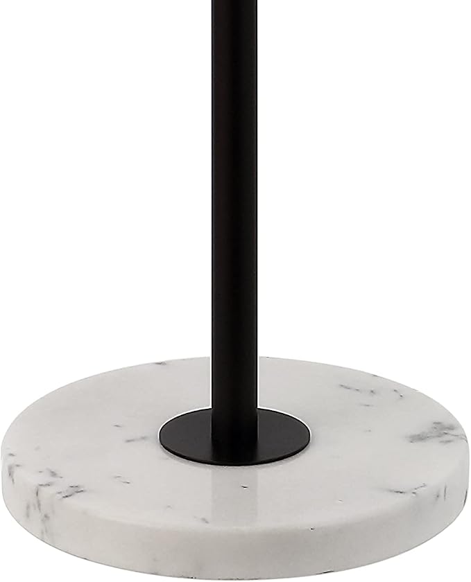 JONATHAN Y 65" Oil Rubbed Bronze and White Marble Adjustable LED Floor Lamp, Modern Glam Standing Light for Living Room Bedroom, White Linen Shade, Bulb Included (JYL3022B)
