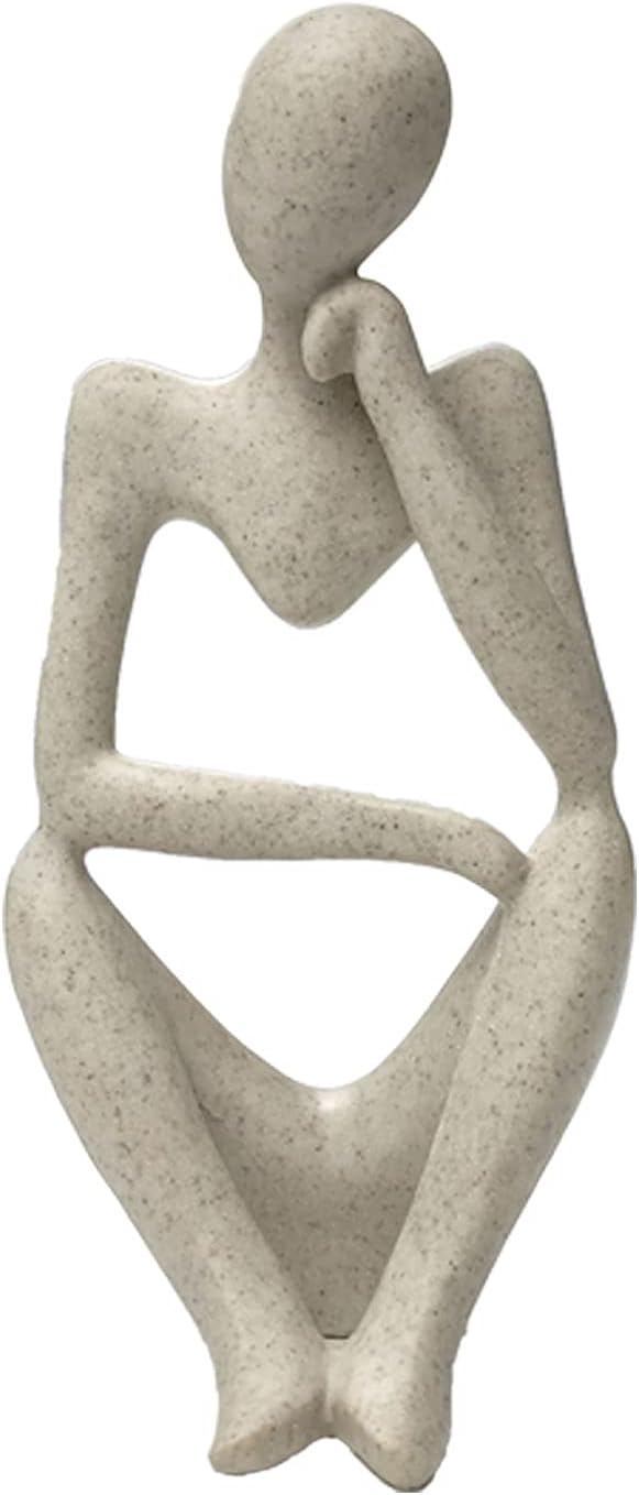 prosfalt Sandstone Resin Thinker Style Abstract Sculpture Statue Collectible Figurines Home Office Bookshelf Desktop Decor(Sandstone - Right Reverie)