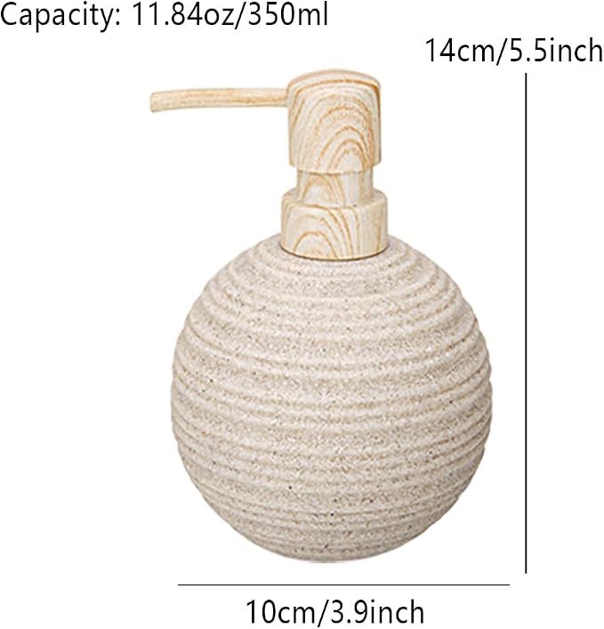 2pcs Hand Soap Dispenser Set, Sandstone Textured Resin Liquid Soap Dispenser for Bathroom Countertop, Heavy & Sturdy Dish Wash Soap Dispenser for Kitchen, Matte Beige