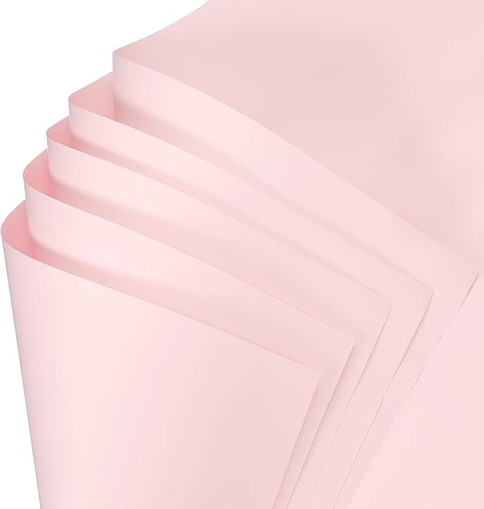 uxcell 60 Sheets Flower Wrapping Paper, 21.5" x 21.5" Waterproof Floral Bouquet Wrapping Papers Florist Supplies for Wedding Party Gift Packaging DIY Crafts, Light Pink
