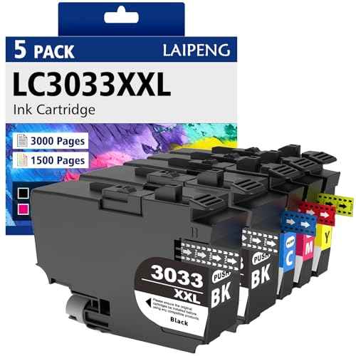 LC3033XXL Ink Cartridges 5-Pack Compatible for Brother LC3033 LC3035 LC3033XXL LC3035XXL High Yield for Brother MFC-J995DW MFC-J805DW MFC-J815DW J995DWXL J805DWXL J815DWXL Printer (2BK/C/M/Y)