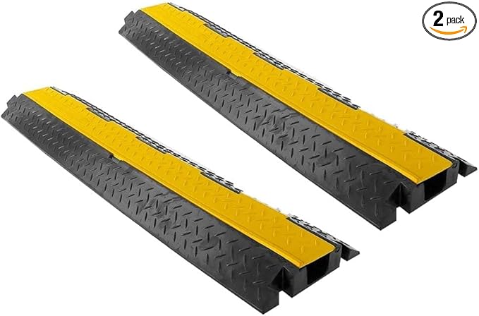 Pyle 40" Cable Wire Protector Cover Ramp Track with Interlocking System & Flip Lid for Indoor Outdoor Floor Extension Cord Safety Concealment
