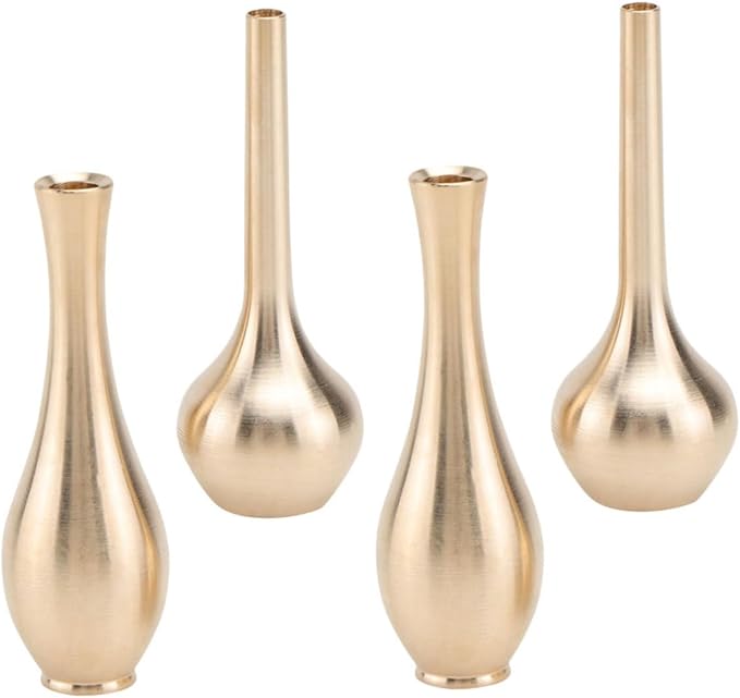 BESPORTBLE 4Pcs Retro Mini Copper Vases Small Tabletop Flower Ware Decorative Antique Metal Vases for Home Office Wedding Party Adornment