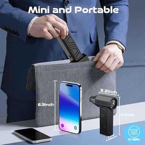 Electric Air Duster, 110,000 RPM Super Power Turbo Fan Cordless Air Duster, 3-Gear Adjustable Mini Blower with Fast Charging, Dust Blower for Computer, Keyboard, House, Outdoor and Car