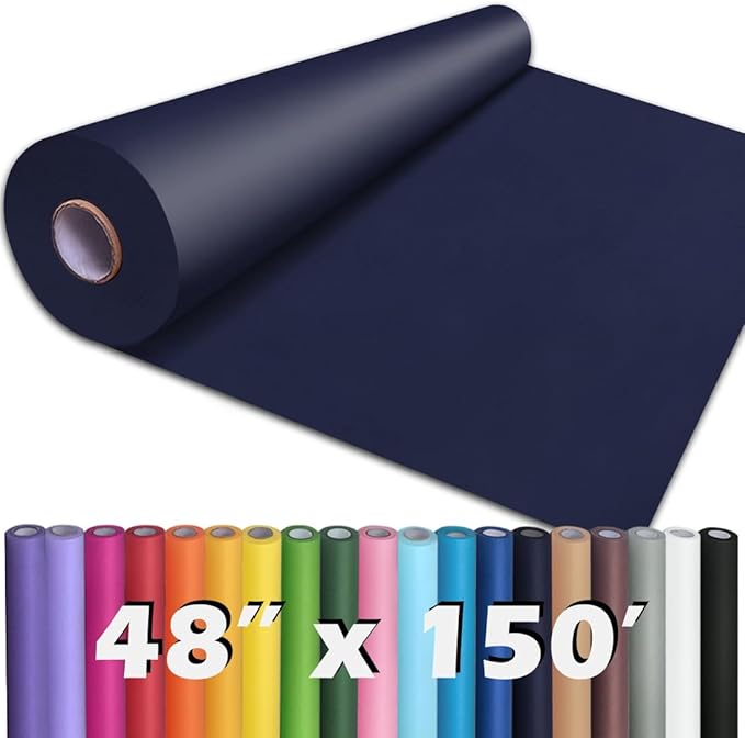 PerkHomy Navy Blue Kraft Paper Roll 48" x 1,800" (150') for Gift Wrapping Bouquet Flower Art Painting Craft Writing Packaging Shipping 80GSM 55LB (Navy Blue, 48" x 150')