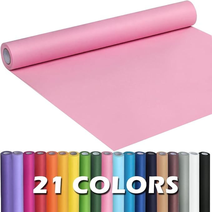 PerkHomy Light Pink Kraft Paper Roll 17.5" x 960" (80') for Gift Wrapping Bouquet Flower Art Painting Craft Writing Packaging Shipping 80GSM 55LB (Light Pink, 17.5" x 80')
