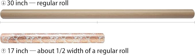 LDGOOAEL Mini Short Small Wrapping Paper Roll (17 Inches X 32.8 Feet) - Pink Rose with Metallic Foil for Holiday, Mothers Day, Birthday, Wedding, Baby Shower