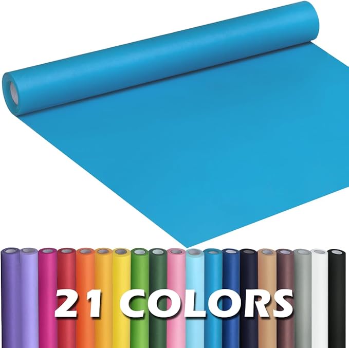 PerkHomy Lake Blue Kraft Paper Roll 17.5" x 960" (80') for Gift Wrapping Bouquet Flower Art Painting Craft Writing Packaging Shipping 80GSM 55LB (Lake Blue, 17.5" x 80')