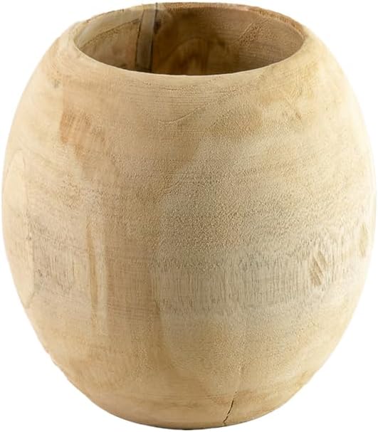 Serene Spaces Living Teak Essence Vase - Handcrafted Natural Wood Vase, Perfect for Artificial, Dried, and Fresh Flowers, Unique Rustic Decor Piece for Home or Office, Gift Idea (Large - Pack of 1)
