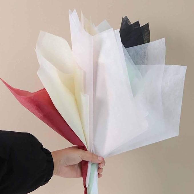 FAYADA Flower Wrapping Paper Bouquet, Korean Cotton Wrapping Floral Paper,Withdrawable Lining,40 Small sheets Non-Woven Waterproof for Fresh Flowers (Khaki
