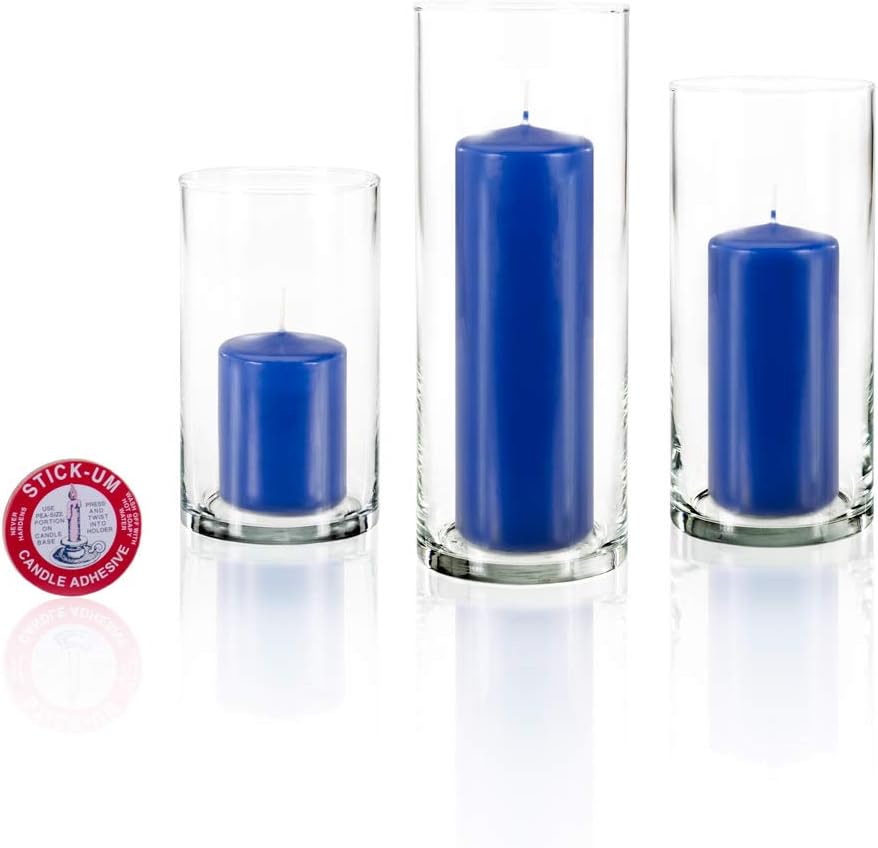 yummi Set of 36 Slim Pillars and Cylinder Vases - Royal Blue