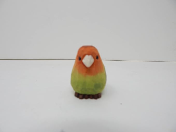 Selsela Hand-Carved Lovebird Wood Figurine Parrot Statue- Sculpture Ornament Decor Miniature Art Carved Small Animal,Rustic Wildlife Decor. Nature-Inspired Gifts & Collectibles
