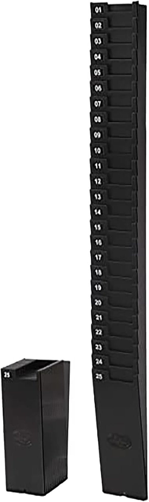 Lathem Time Card Rack - Expandable System with 25 Pockets | Durable Black Construction for 9-Inch Cards