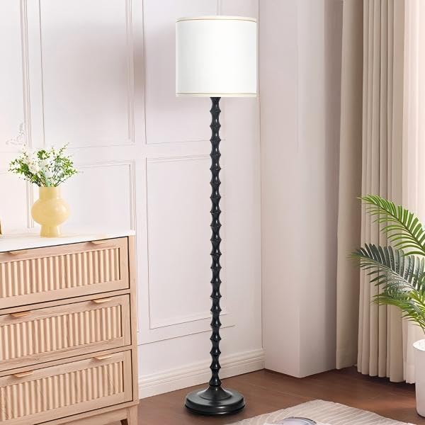 EUO 64.5" Dark Brown Floor Lamp for Living Room, Rustic ORB Floor Lamp | Bamboo Floor Lamp, Oil-Rubbed Bronze Floor Lamp, Rustic, Farmhouse, Minimalist Home Decor, For Living Room, Bedroom, Bookroom
