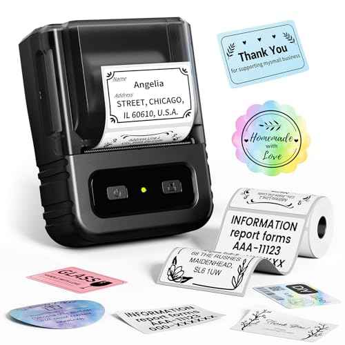 M102 Label Makers - Barcode Label Printer Label Maker with 7000+ Icons 700+ Templates for Small Business, Address, Ingrediant, Logo, Clothing, Mailing for Phones & PC, Black