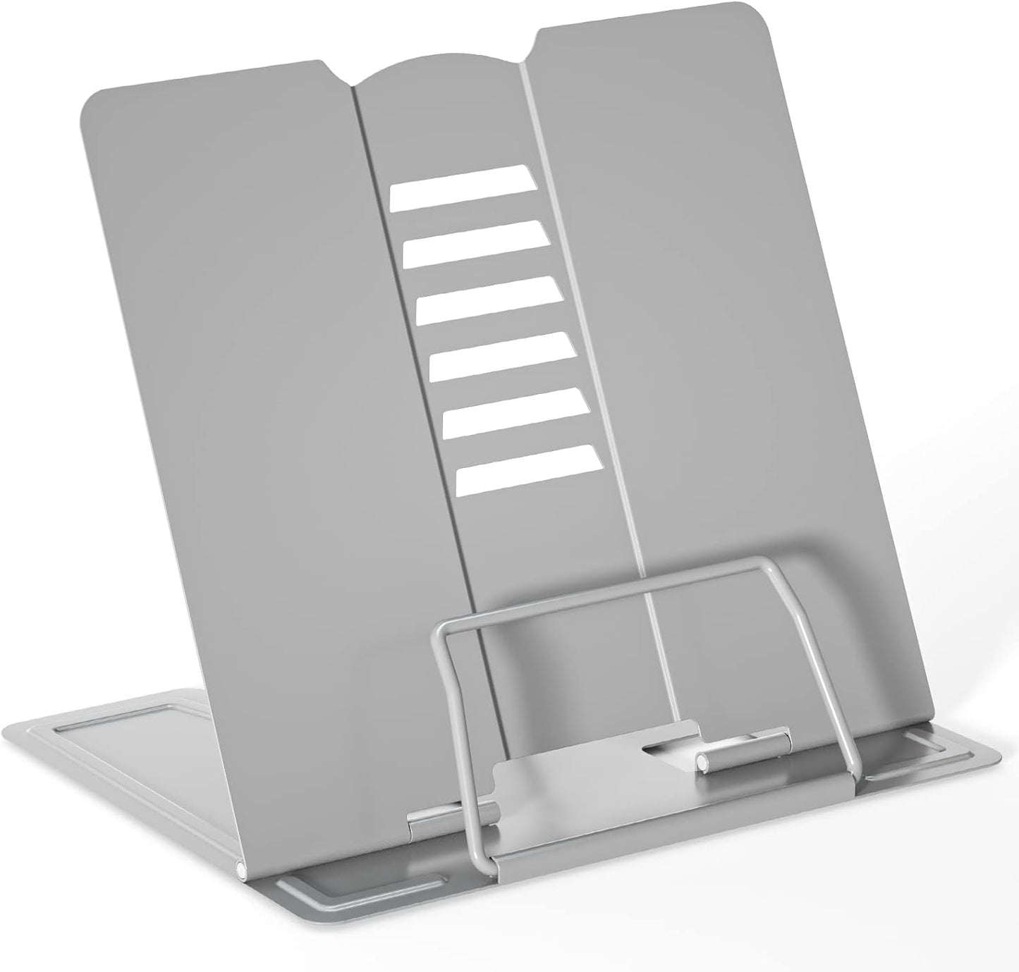 VFINE Adjustable Desk Book Stand - Portable Metal Holder for Textbooks & Cookbooks - Gray