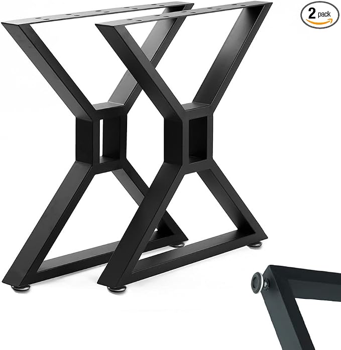 Metal Table Legs - Heavy Duty Desk & Furniture Legs, Modern Industrial Set of 2 (28" Height, 23.6" Wide)