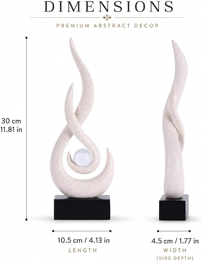 Modern Abstract Art Table Decoration,Resin Flame Statue Modern Centerpiece Ornaments for Living Room Great Gift Idea Home Decor,Collectibles (Beige)